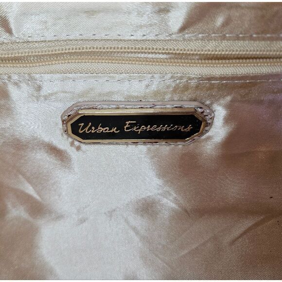 NWOT Urban Expressions Vegan Cruelty Free Tan Gold Soft Snake Skin Large Clutch - Picture 3 of 8